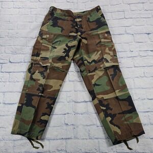 Coastal Military Woodland Camo Cargo BDU Pants Men 34x28 Green Brown VTG 1983